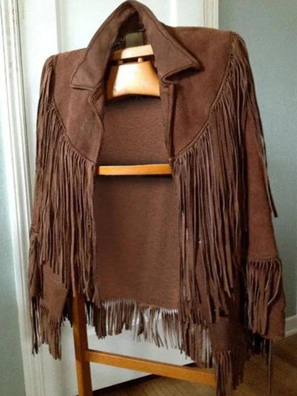 Comfysol Coffee Solid Casual Lapel Long Sleeve Jacket
