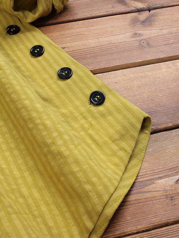 Comfysol Vintage Lapel Button Long Sleeve Casual Shirt
