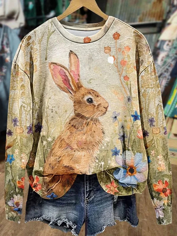 Women's Crew Neck Floral Printing Casual Spring/Fall Long Sleeve Sweatshirt
