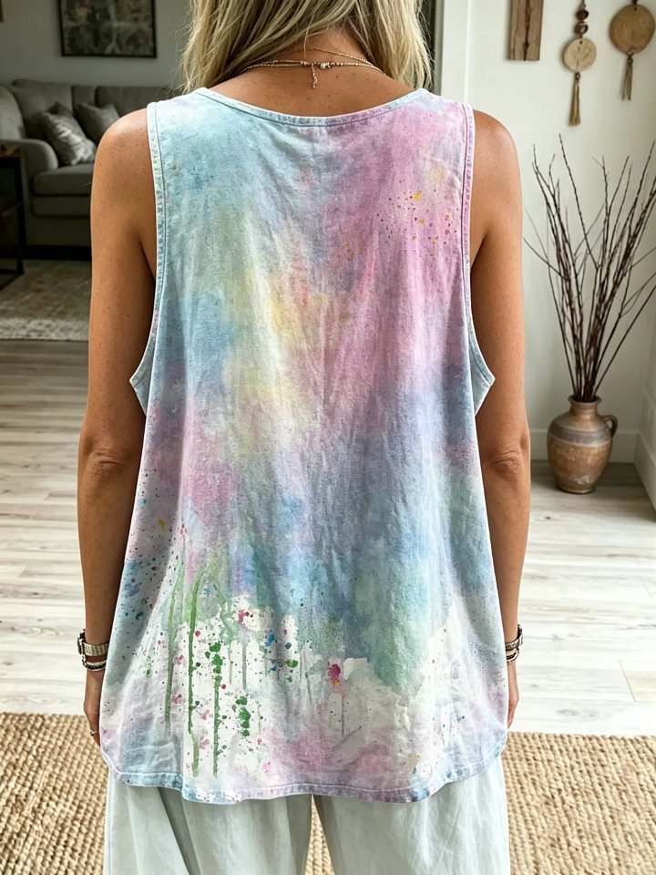 Women's Sunflower Peace Sign Art Print Sleeveless Pocket Tank Top