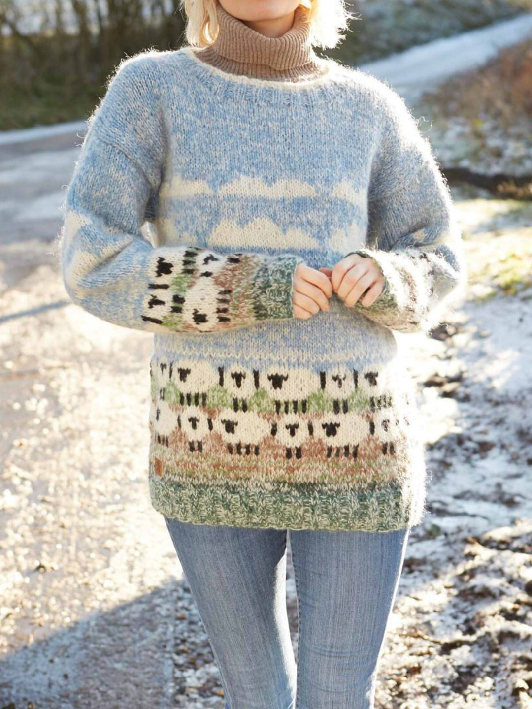 Comfysol Women's Cozy Sheep Jumper Knitted Sheep Sweater