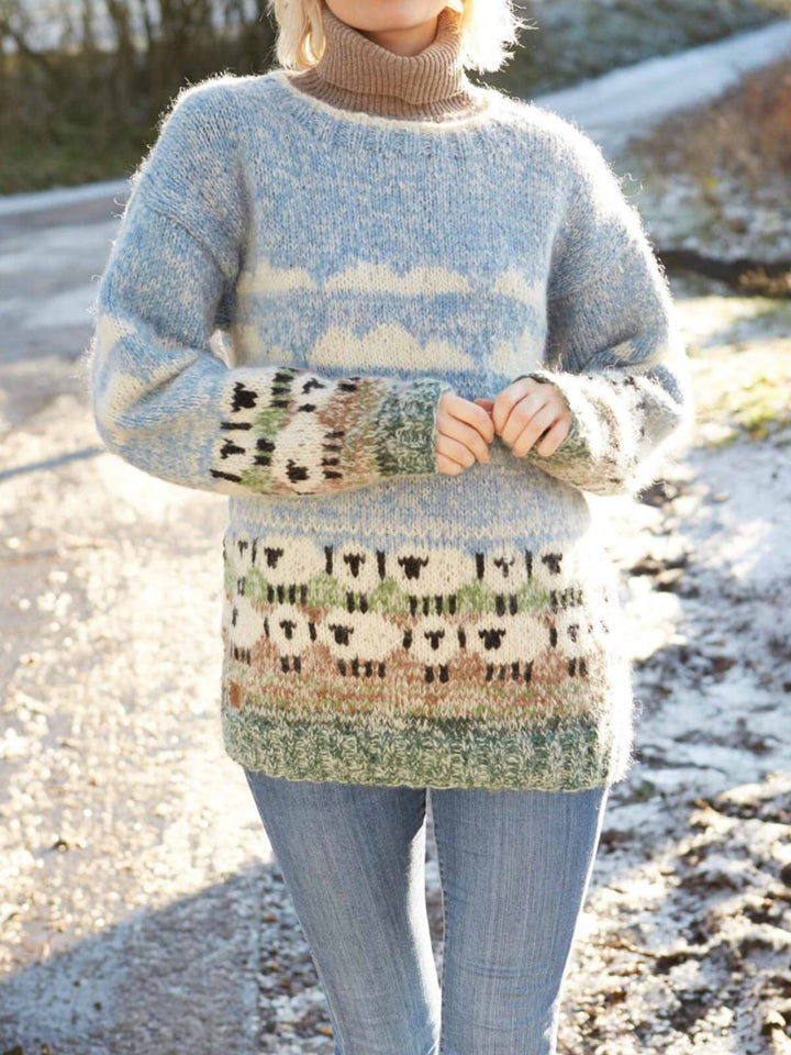 Comfysol Women's Cozy Sheep Jumper Knitted Sheep Sweater