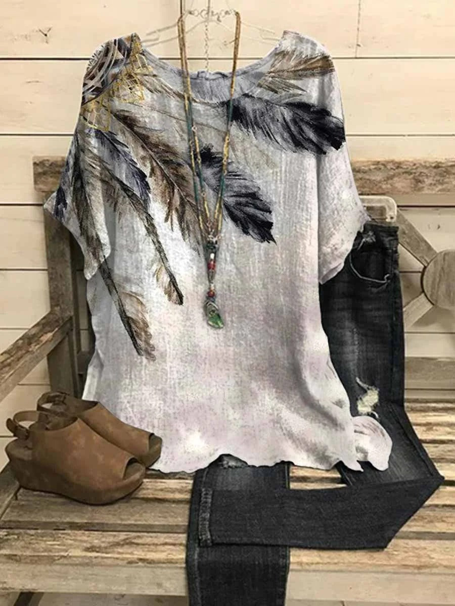 Comfysol Colorful Casual Graphic Tops V Neck Printed Short Sleeve Blouse