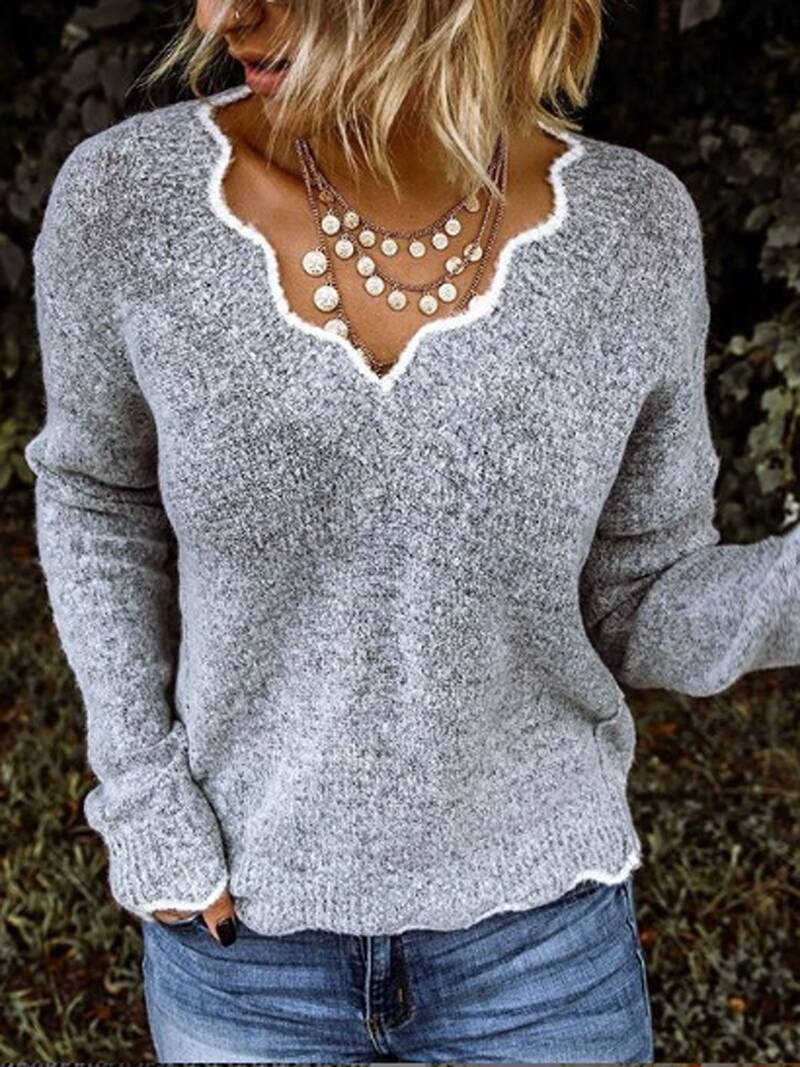 Comfysol Casual V Neck Long Sleeve Women's Sweaters