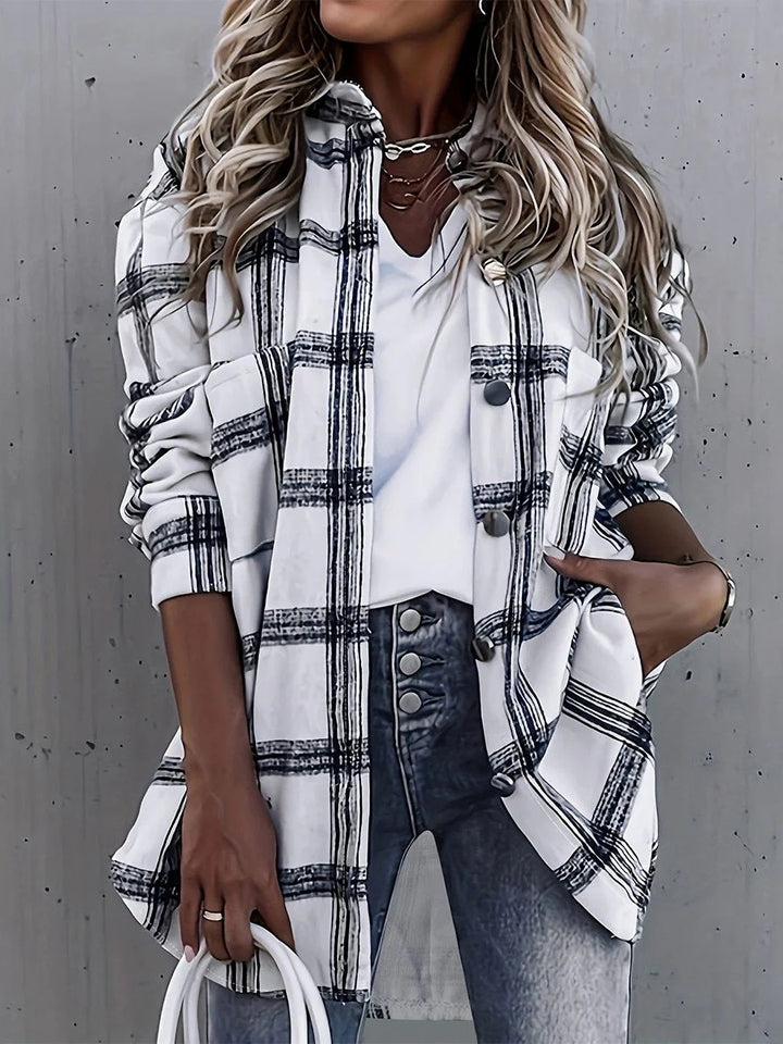 Comfysol Chic Long Sleeve Check Outerwear