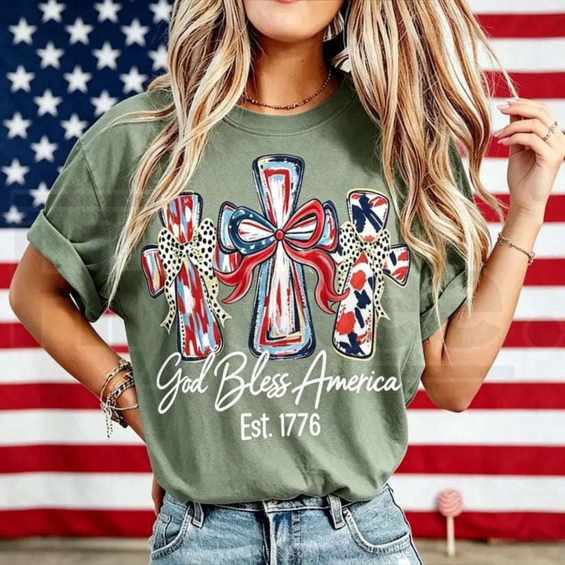 God Bless America Vintage T-Shirt – USA 250th Anniversary Washed Graphic Tee