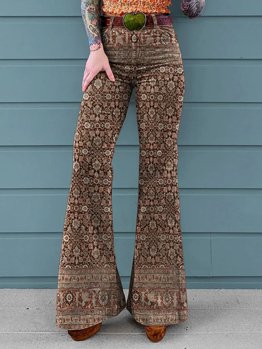 Women's Vintage Ethnic Pattern Art Print Casual Wide Leg Pants