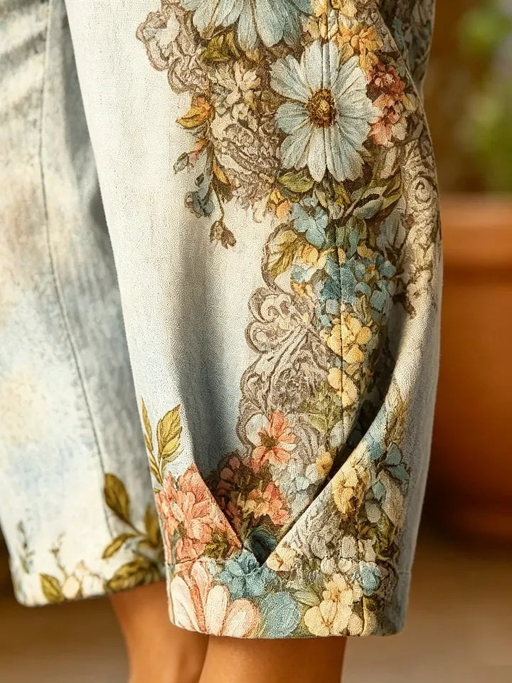 Women's Daisy Patchwork Print Cotton Capri Pants