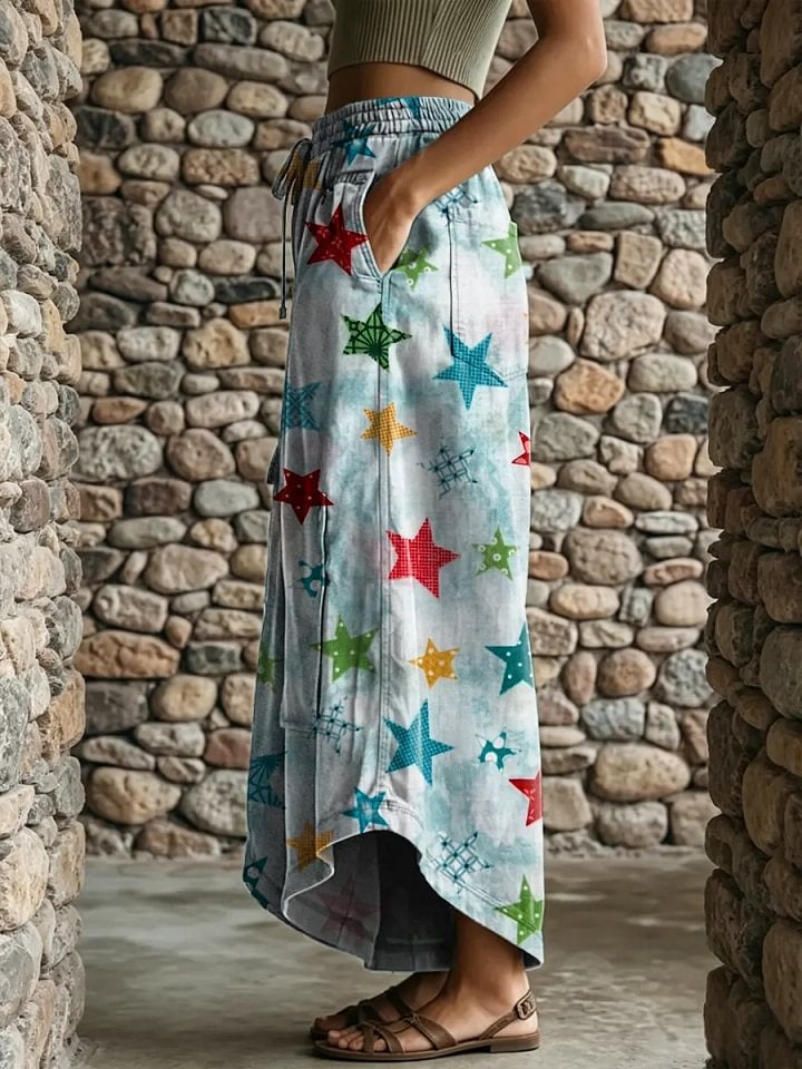 Ethnicity Stars Tie Dye Women's Art Print Casual Elastic Waist Loose Pants