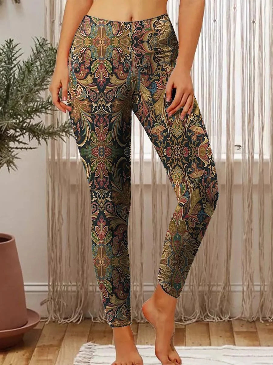 Women's Retro Ethnic Totem Print Stretch Leggings