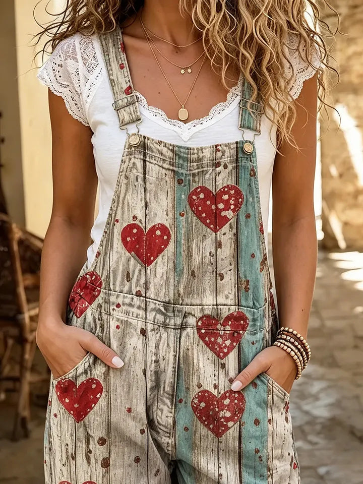 Ethnic-style patchwork bohemian style women's casual washed cotton denim jumpsuit