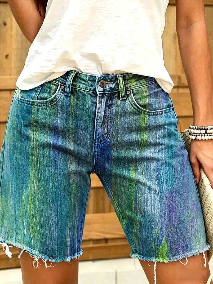 Women's Print Denim Shorts