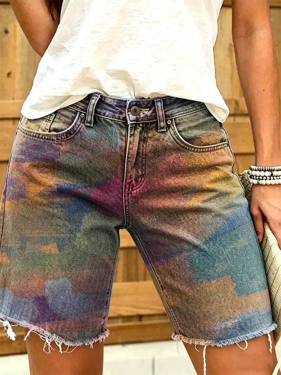 Women's Print Denim Shorts