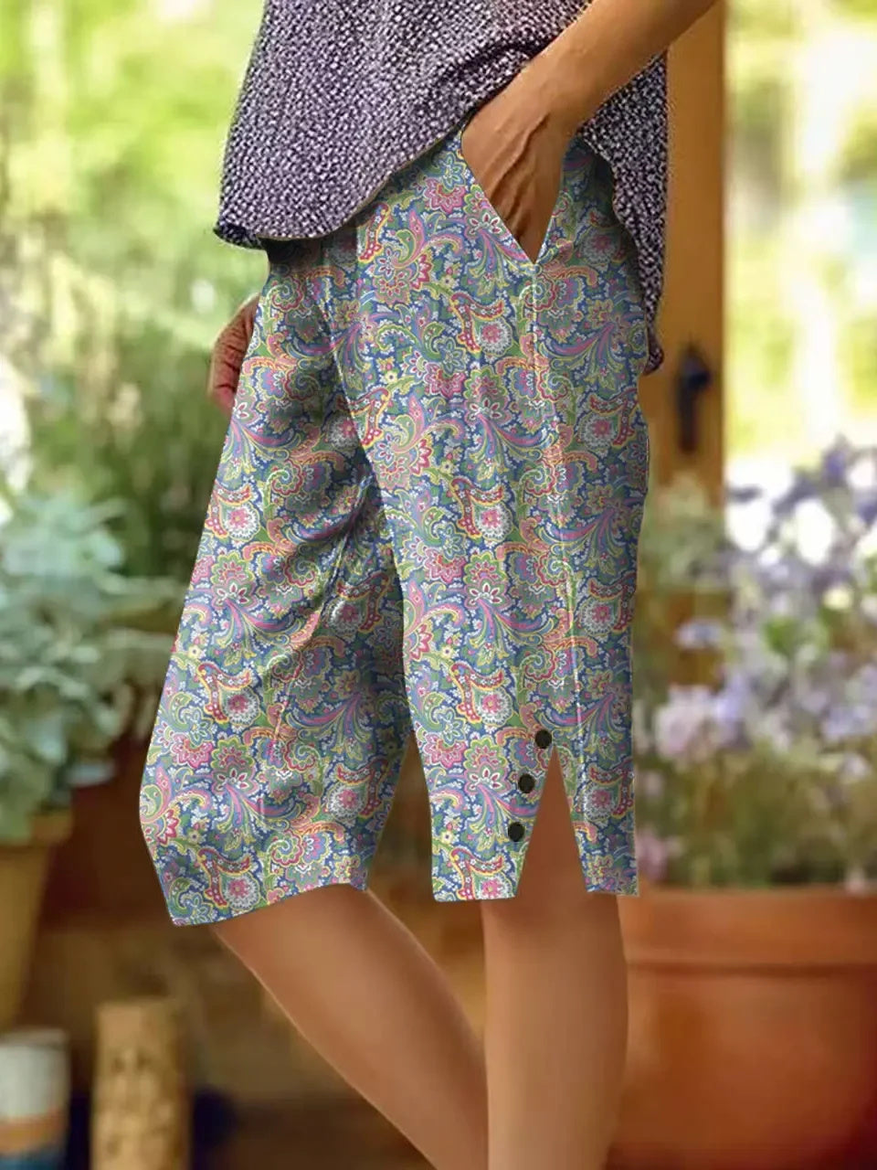 Ethnicity Totem Paisley Women's Art Printed Cotton And Linen Casual Pants