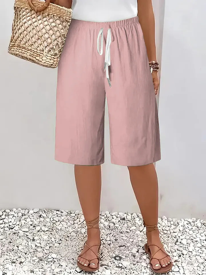 Women's Casual Straight-Leg Cotton Linen Shorts
