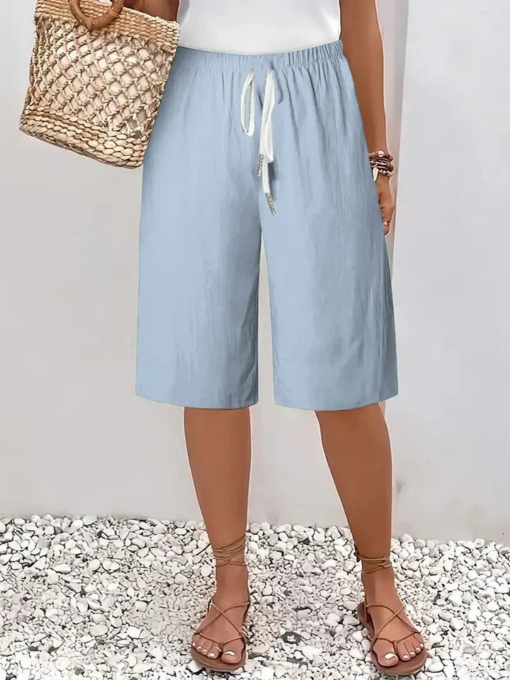 Women's Casual Straight-Leg Cotton Linen Shorts