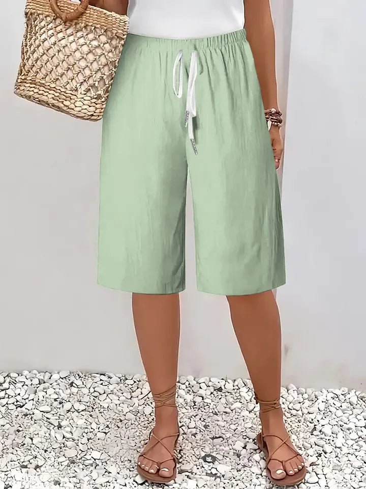 Women's Casual Straight-Leg Cotton Linen Shorts