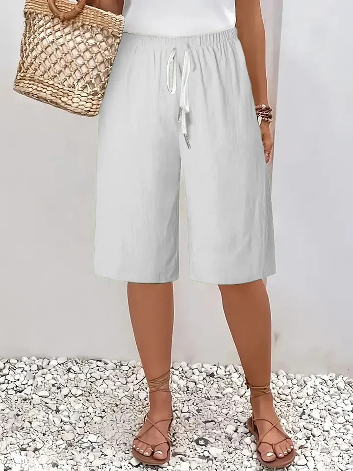 Women's Casual Straight-Leg Cotton Linen Shorts