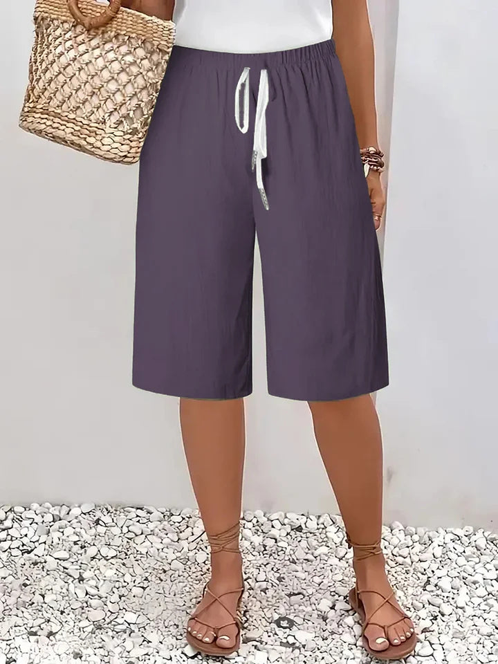 Women's Casual Straight-Leg Cotton Linen Shorts
