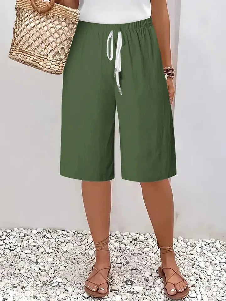 Women's Casual Straight-Leg Cotton Linen Shorts