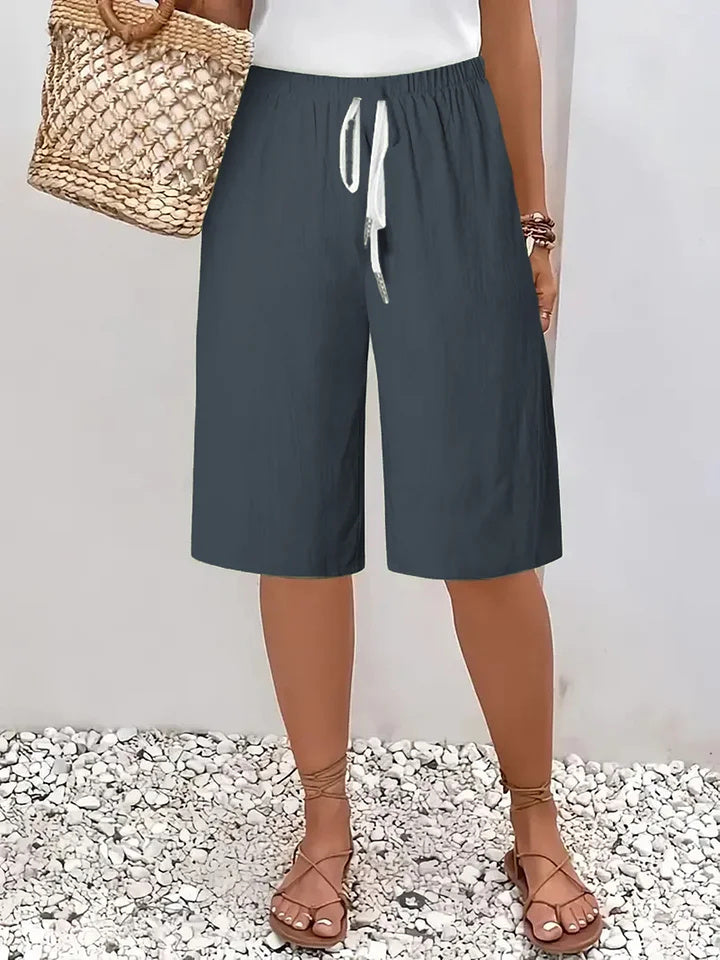 Women's Casual Straight-Leg Cotton Linen Shorts
