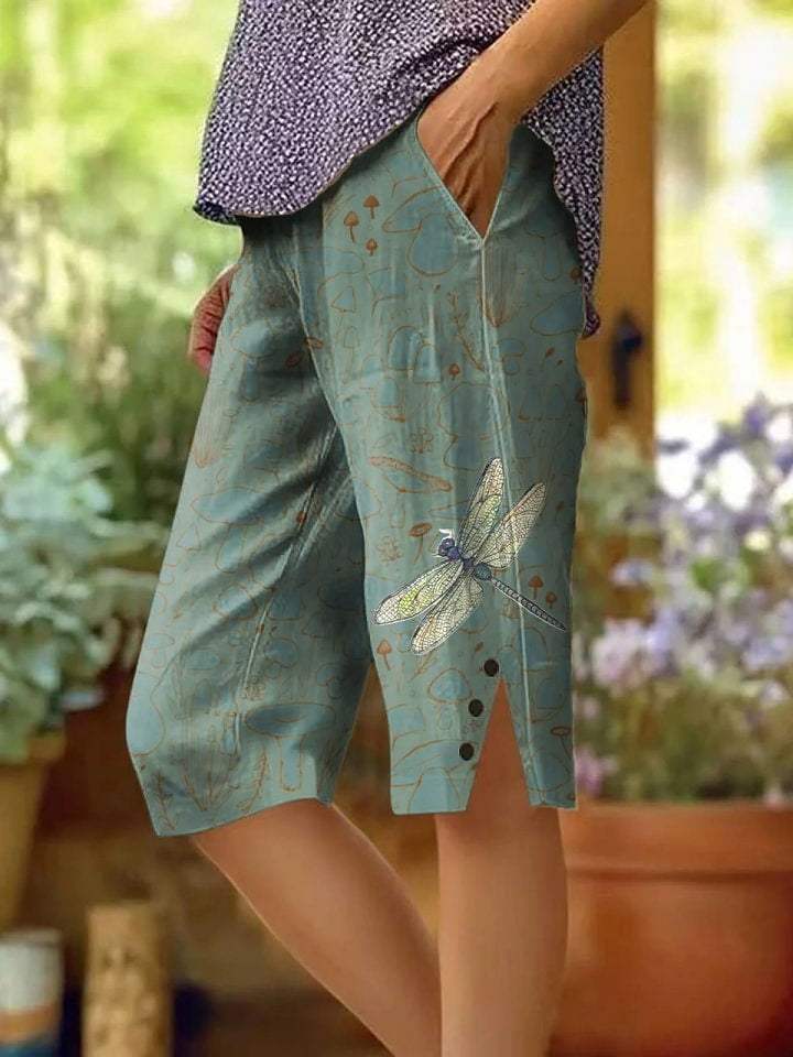 Women's Totem Floral Vintage Printed Cotton And Linen Casual Pants