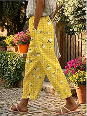 Women's Cute  Print Harem Jogger Pants, Drawstring High Waist Loose Casual Trousers for Summer Vacation Beachwear