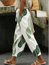 Women's Cute  Print Harem Jogger Pants, Drawstring High Waist Loose Casual Trousers for Summer Vacation Beachwear