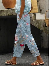 Women's Cute  Print Harem Jogger Pants, Drawstring High Waist Loose Casual Trousers for Summer Vacation Beachwear