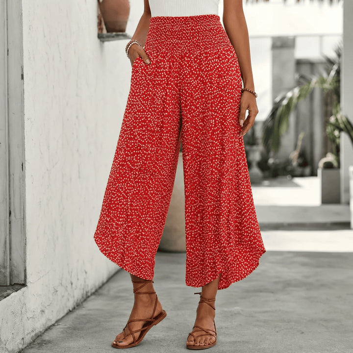 Women's High Waist Pleated Ruffle Wide Leg  Pants
