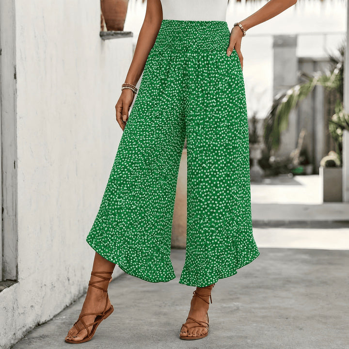 Women's High Waist Pleated Ruffle Wide Leg  Pants