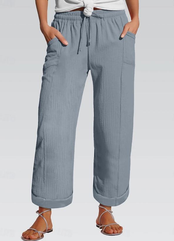 Women's Pure Cotton Elastic Waist Casual Pants