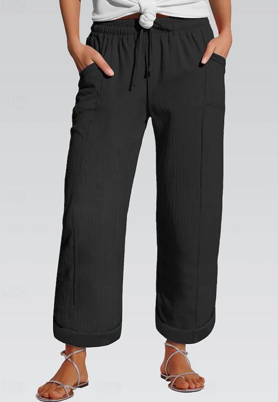 Women's Pure Cotton Elastic Waist Casual Pants
