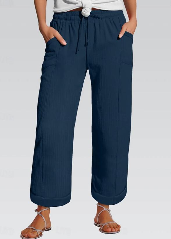 Women's Pure Cotton Elastic Waist Casual Pants