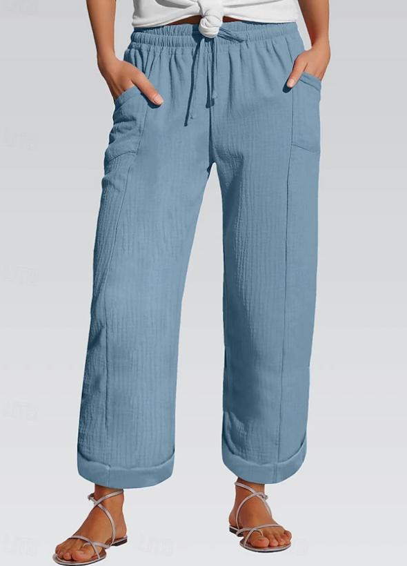 Women's Pure Cotton Elastic Waist Casual Pants