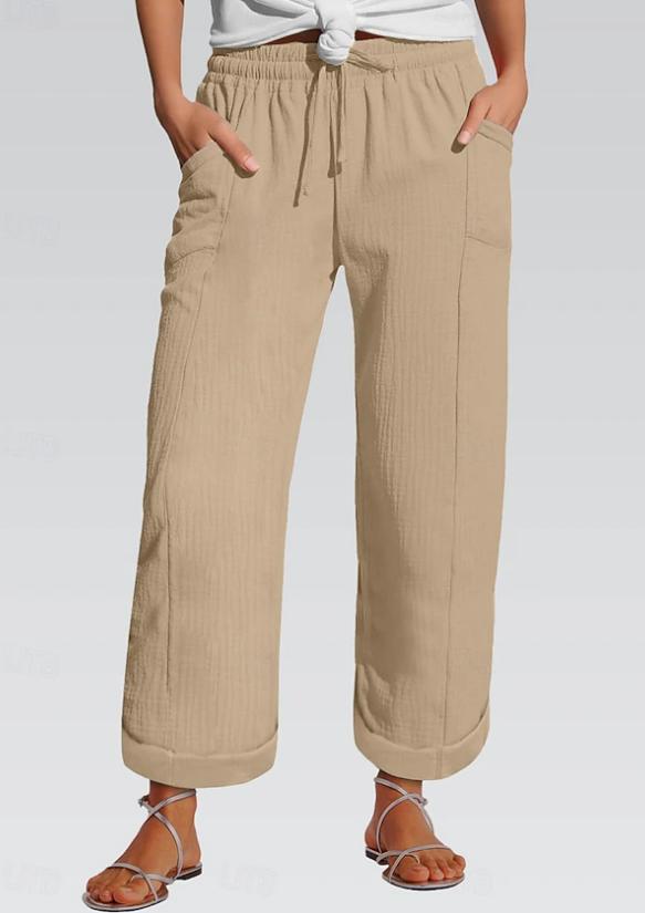 Women's Pure Cotton Elastic Waist Casual Pants