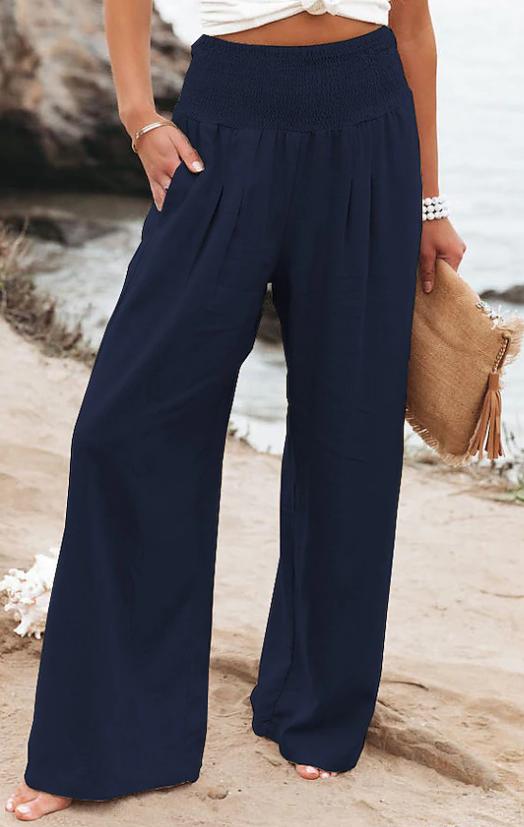 Women's High Waist Loose Pure Cotton Wide Leg Long Pants for Summer