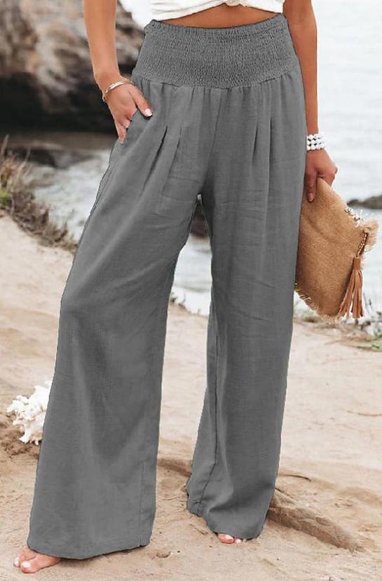 Women's High Waist Loose Pure Cotton Wide Leg Long Pants for Summer