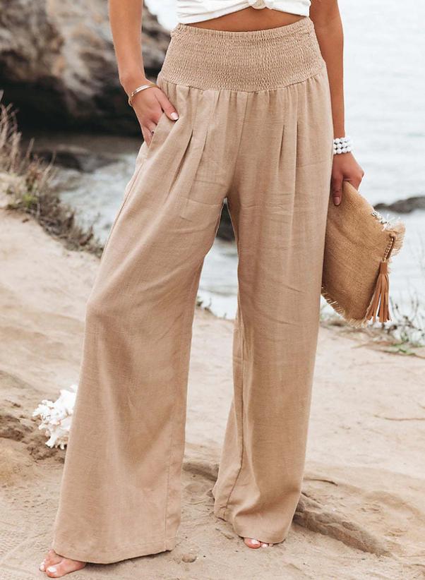 Women's High Waist Loose Pure Cotton Wide Leg Long Pants for Summer