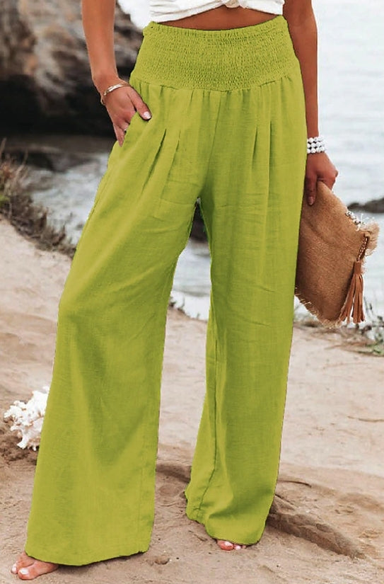 Women's High Waist Loose Pure Cotton Wide Leg Long Pants for Summer