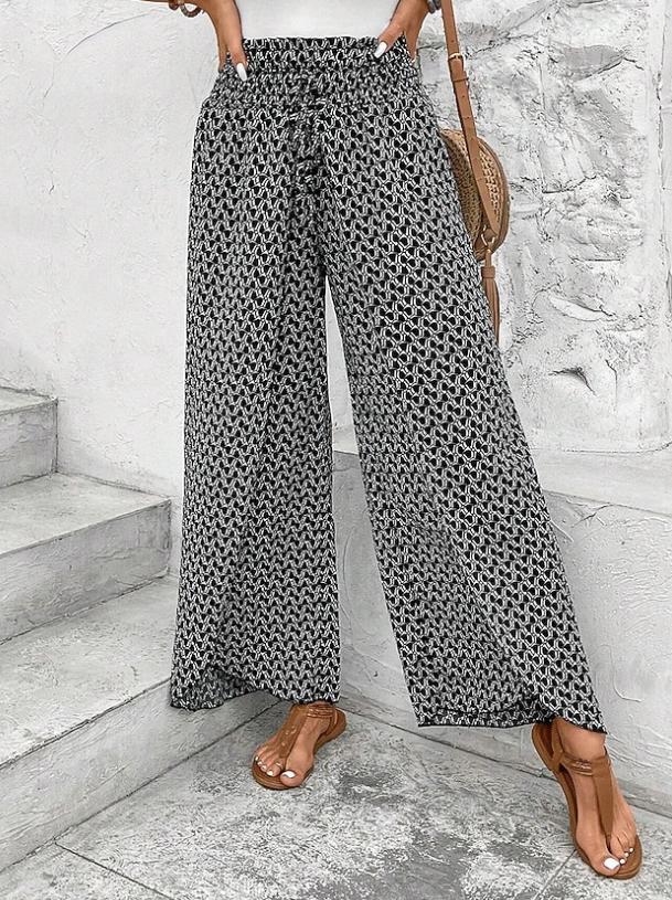 Women's Boho Style Wide Leg Casual Khaki Pants