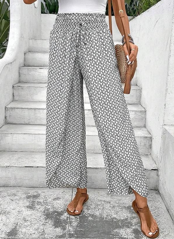 Women's Boho Style Wide Leg Casual Khaki Pants