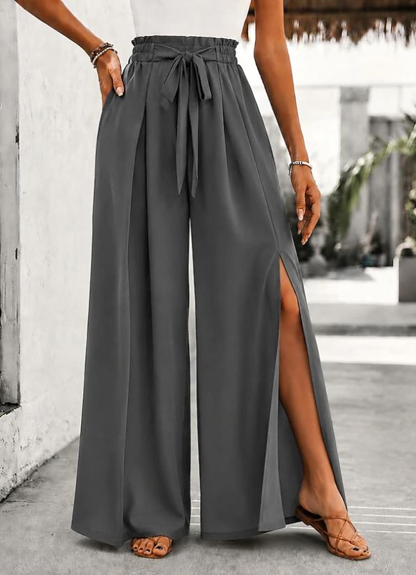 Women's Elegant High Waist Comfort Wide Leg Casual Chiffon Pants