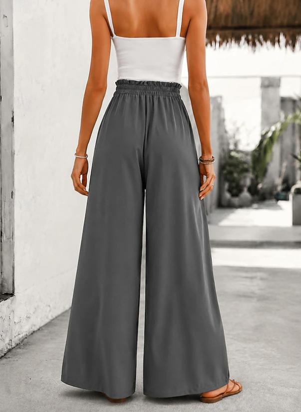 Women's Elegant High Waist Comfort Wide Leg Casual Chiffon Pants