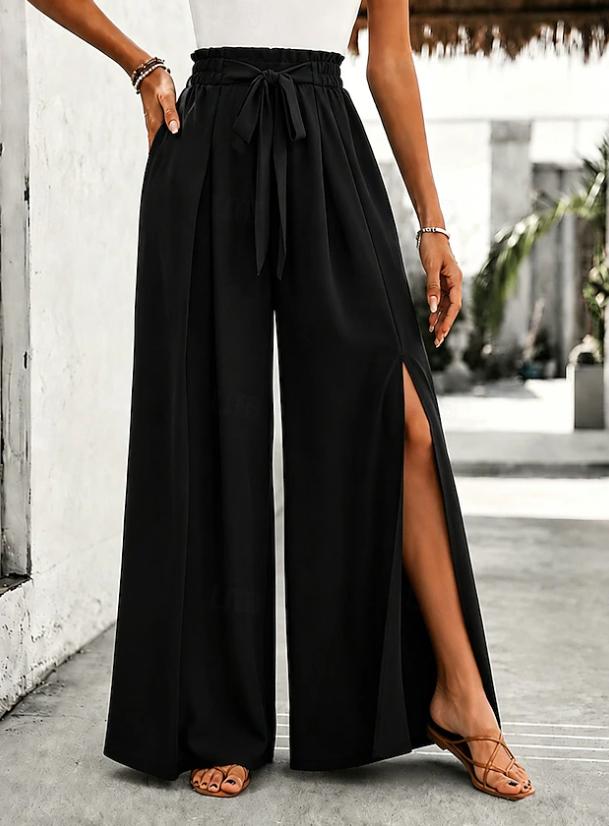 Women's Elegant High Waist Comfort Wide Leg Casual Chiffon Pants