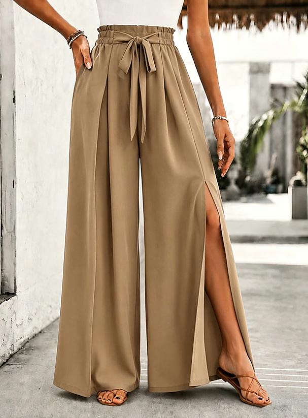 Women's Elegant High Waist Comfort Wide Leg Casual Chiffon Pants