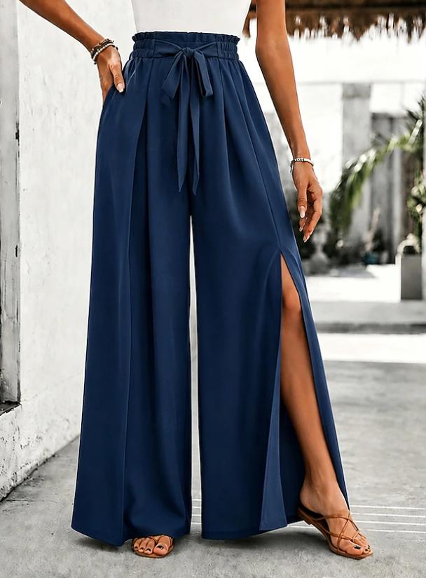 Women's Elegant High Waist Comfort Wide Leg Casual Chiffon Pants