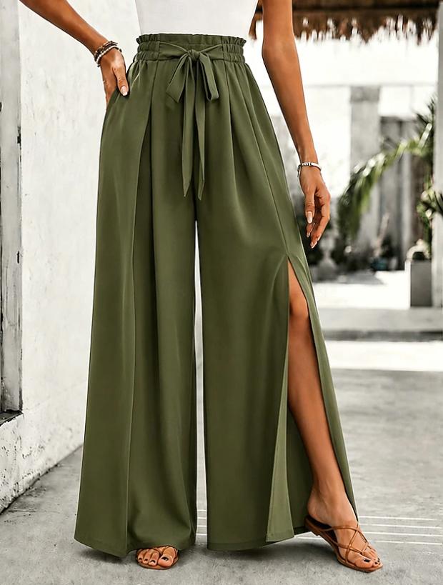 Women's Elegant High Waist Comfort Wide Leg Casual Chiffon Pants