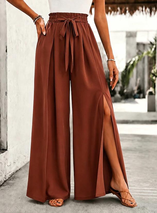 Women's Elegant High Waist Comfort Wide Leg Casual Chiffon Pants