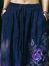 Women's Fashion High Waist Breathable Floral Wide Leg Long Pants